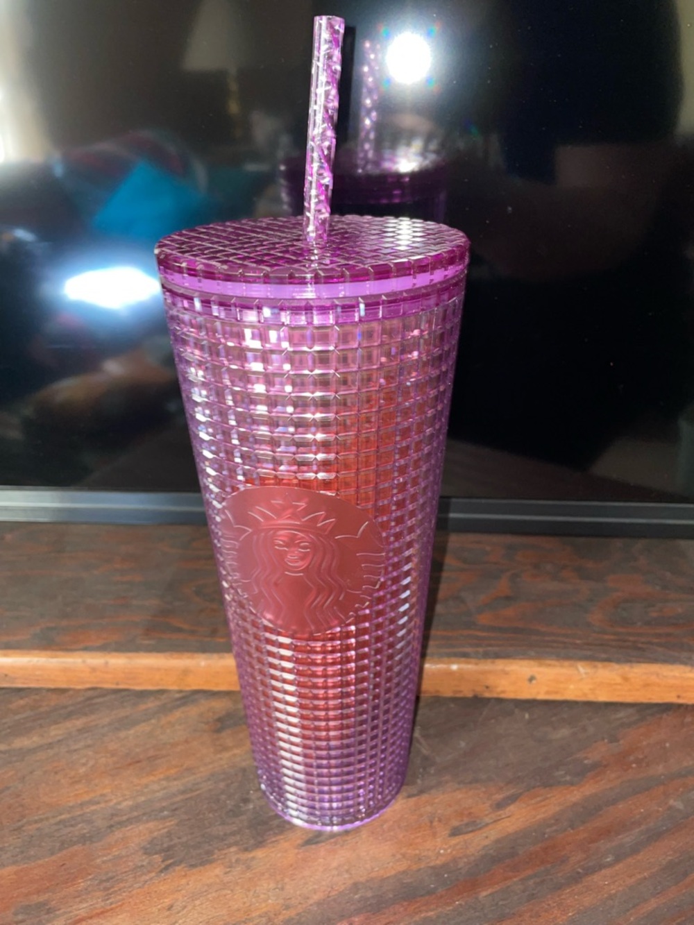 Starbucks Studded Ombre Purple Waffle Texture 2021 Tumbler with Straw
